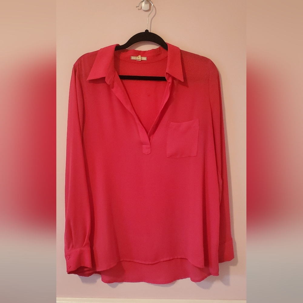 Pink collared silky top